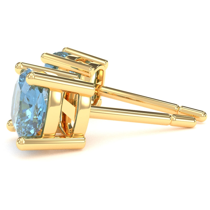 Blue Topaz 6mm Cushion Stud Earrings in 10k Yellow Gold