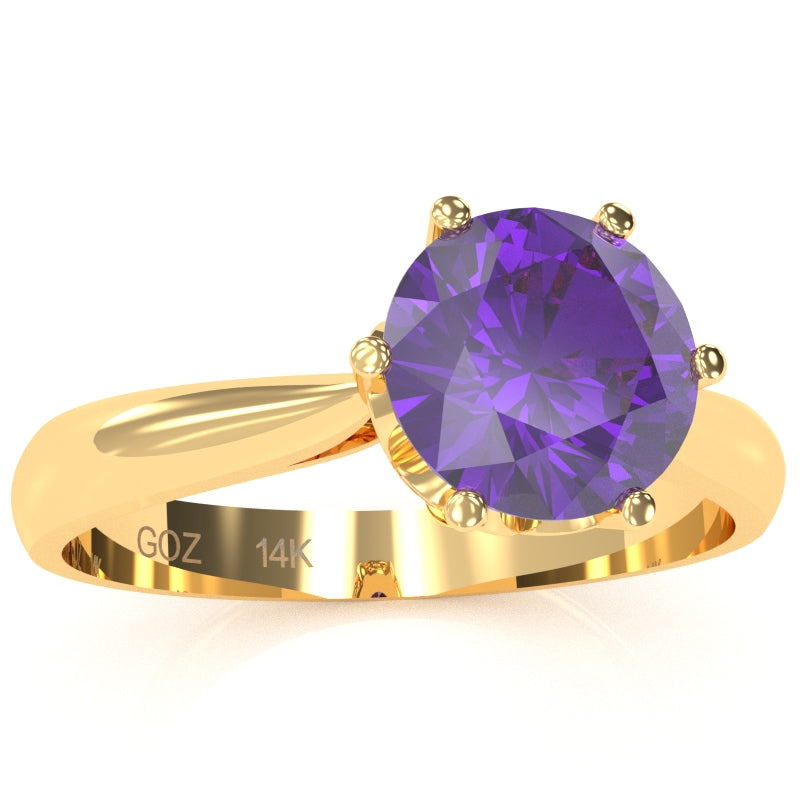 Crown Setting Amethyst Engagement Ring In 14k Yellow Gold
