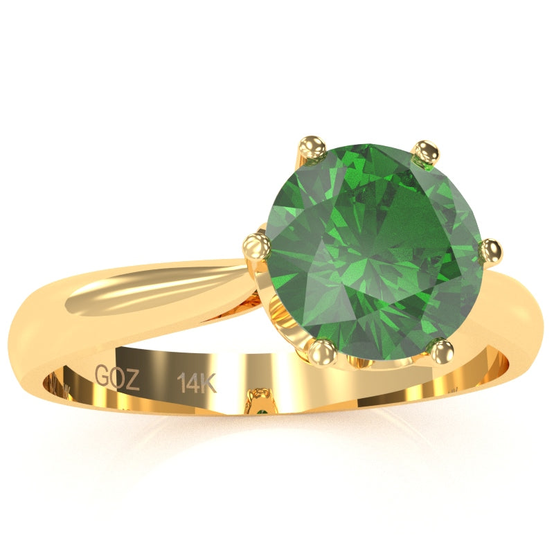 Crown Setting Lab-Created Emerald Engagement Ring In 14k Yellow Gold