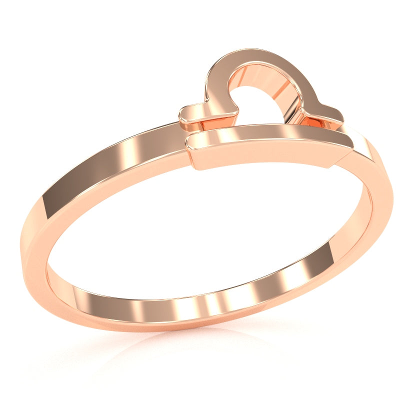 Libra Zodiac Sign Ring In Solid 14k Rose Gold