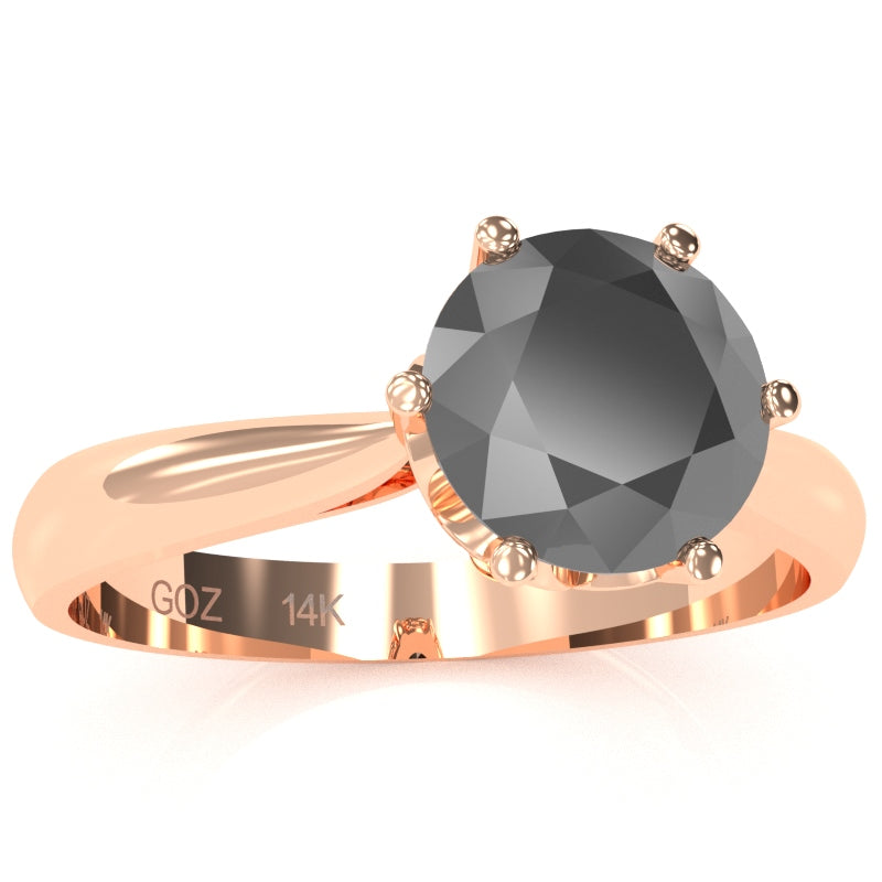 Crown Setting Black Onyx Engagement Ring In 14k Rose Gold