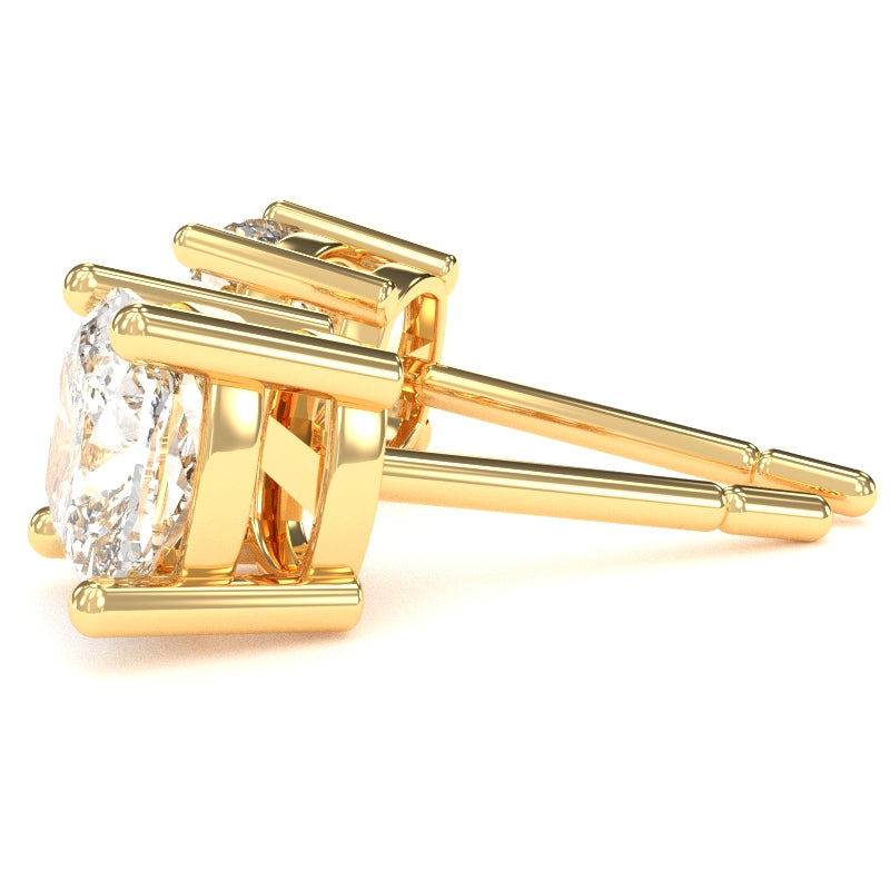 White Topaz 6mm Cushion Stud Earrings in 10k Yellow Gold