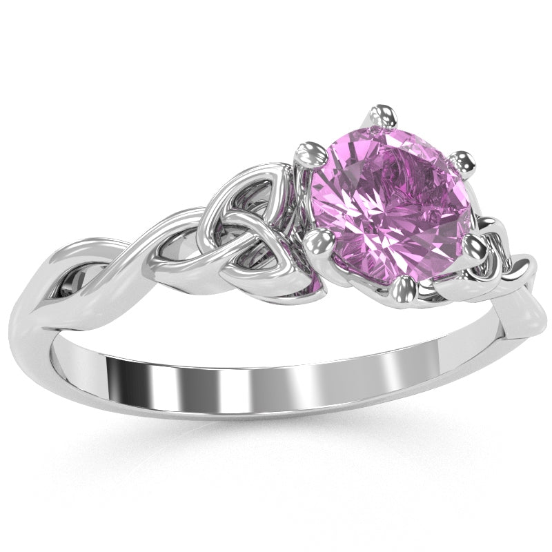 Celtic Trinity Knot Lab-Created Pink Sapphire Engagement Ring In 14k White Gold