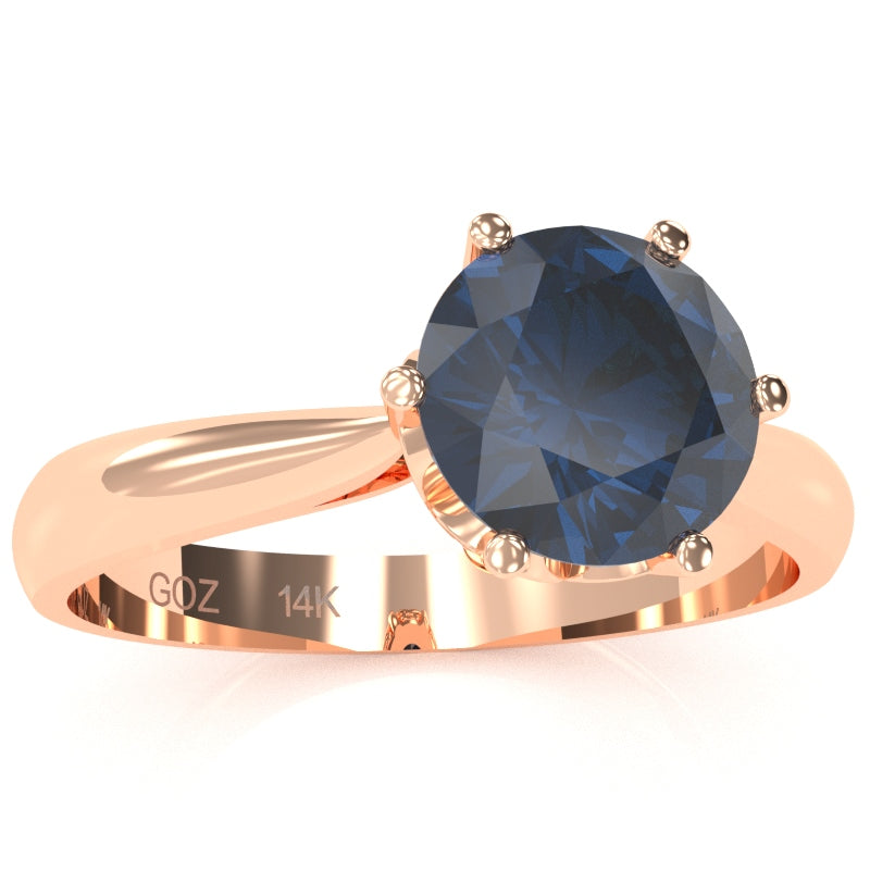 Crown Setting Lab-Created Sapphire Engagement Ring In 14k Rose Gold