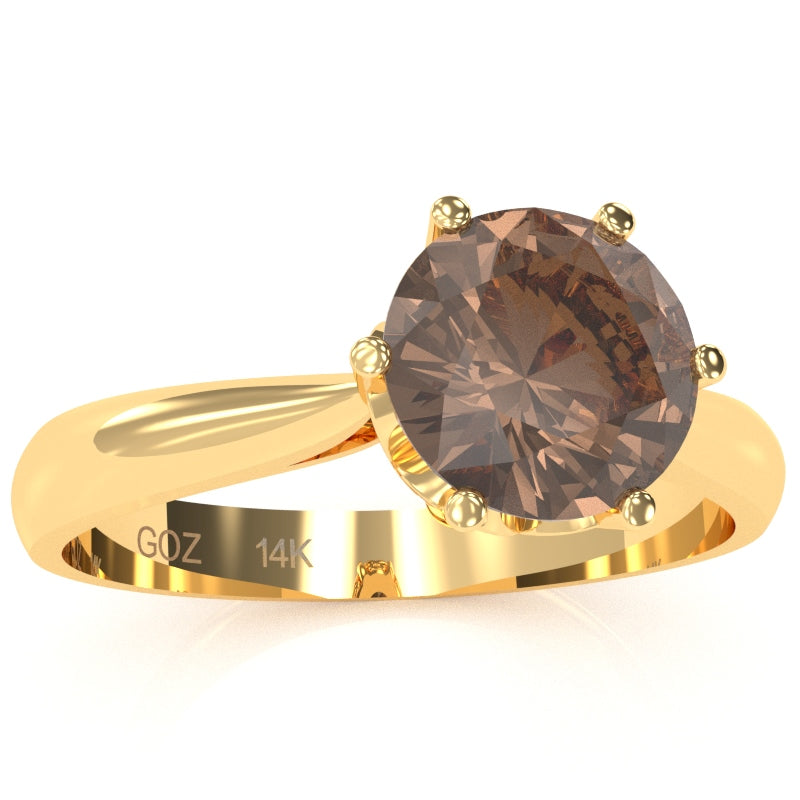 Crown Setting Smoky Quartz Engagement Ring In 14k Yellow Gold