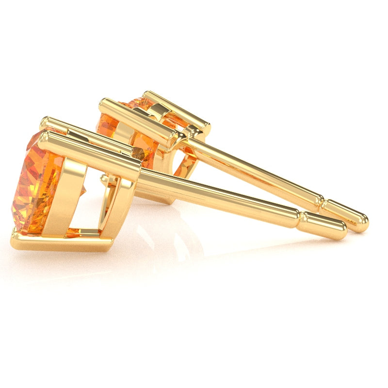 Citrine 6mm Heart Stud Earrings in 10k Yellow Gold