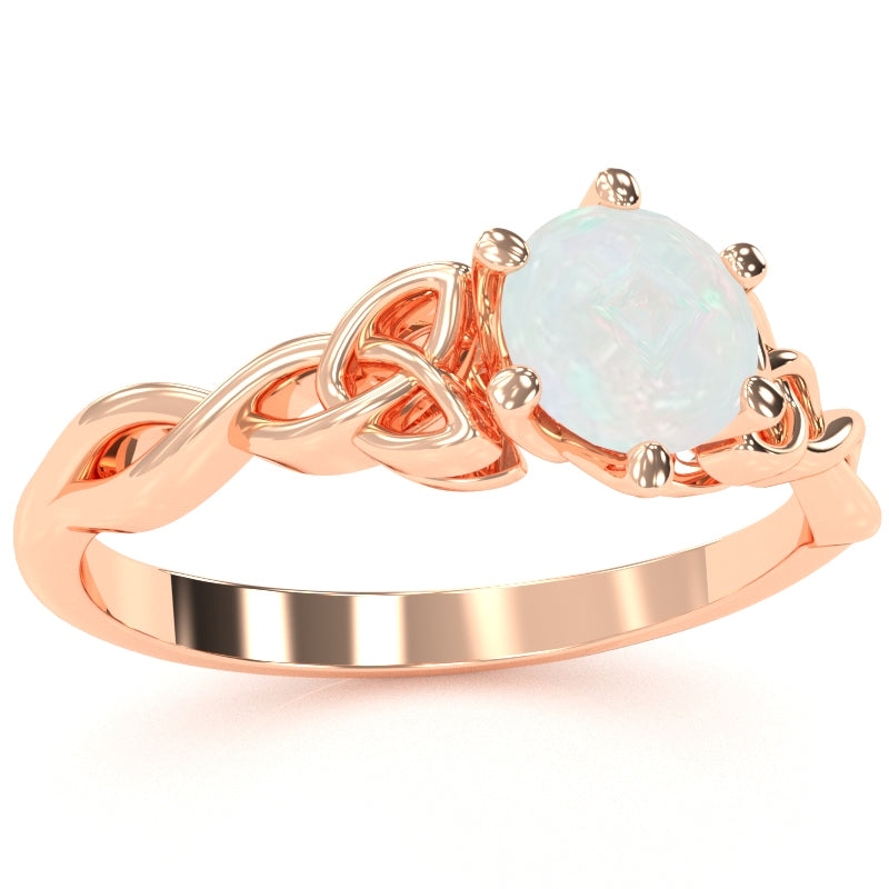 Celtic Trinity Knot Opal Engagement Ring In 14k Rose Gold