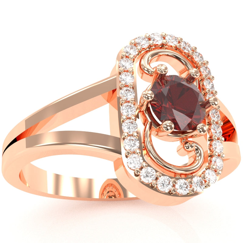 Split Band Lab-Created Ruby Diamond Cocktail Ring In 14k Rose Gold