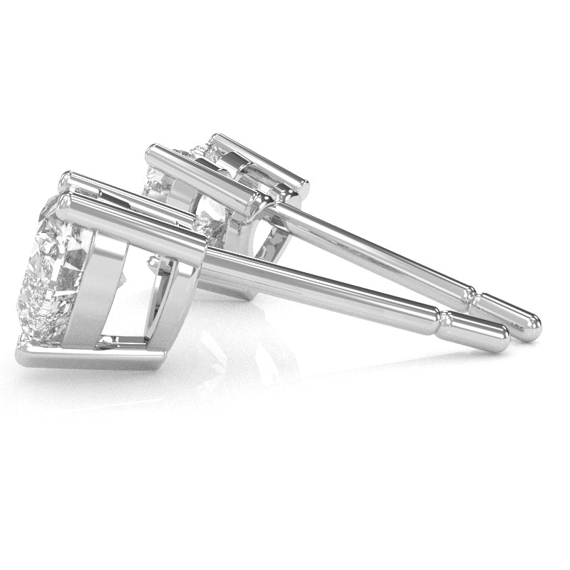 White Topaz 5mm Heart Stud Earrings in 10k White Gold