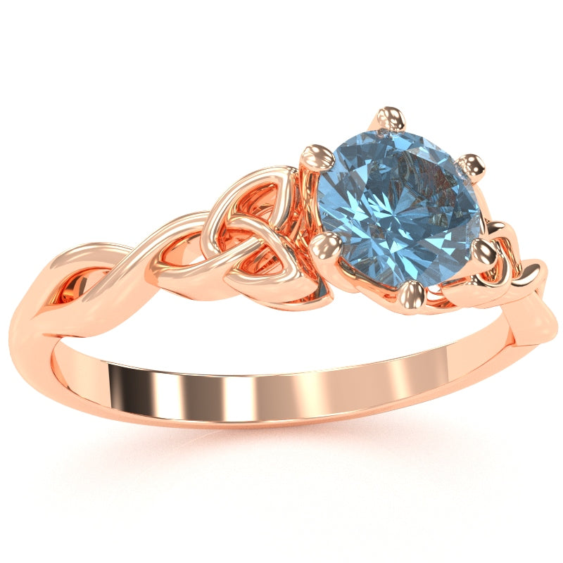 Celtic Trinity Knot Blue Topaz Engagement Ring In 14k Rose Gold