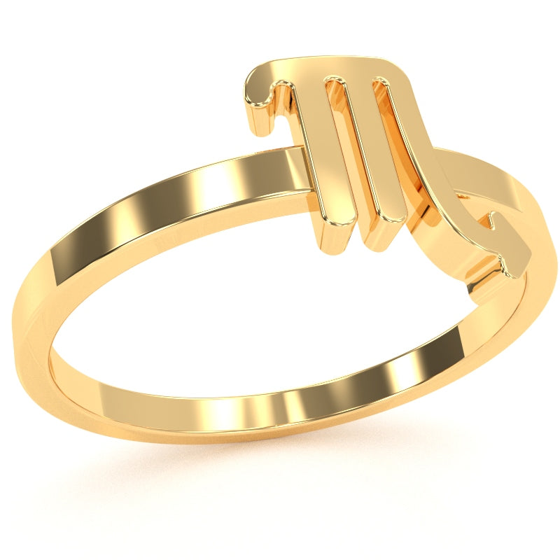 Scorpio Zodiac Sign Ring In Solid 14k Yellow Gold