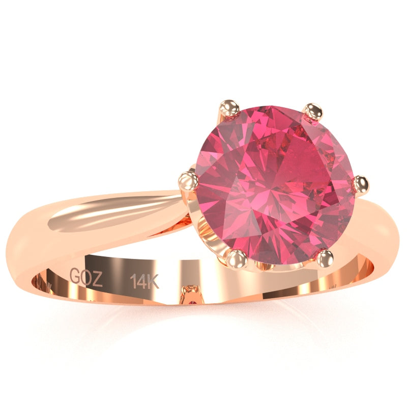 Crown Setting Pink Tourmaline Engagement Ring In 14k Rose Gold