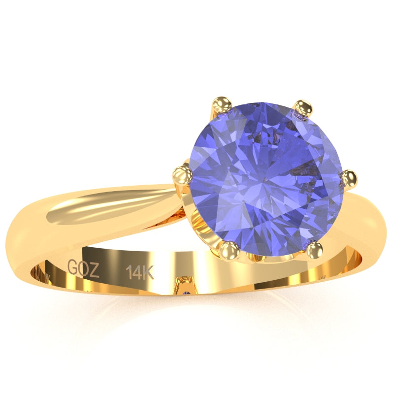 Crown Setting Tanzanite Engagement Ring In 14k Yellow Gold