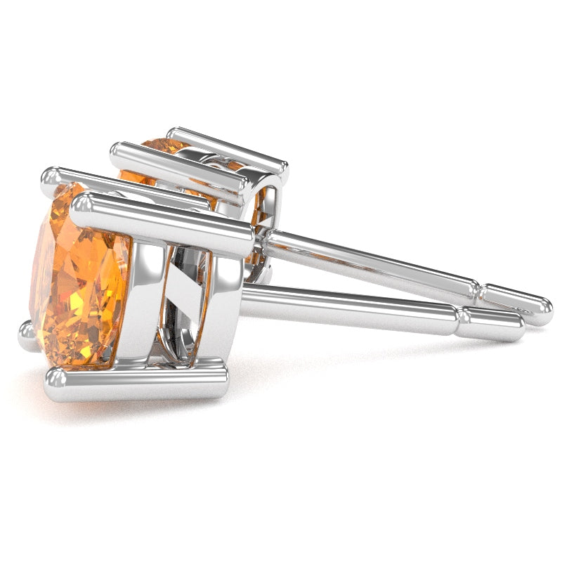 Citrine 6mm Cushion Stud Earrings in 10k White Gold