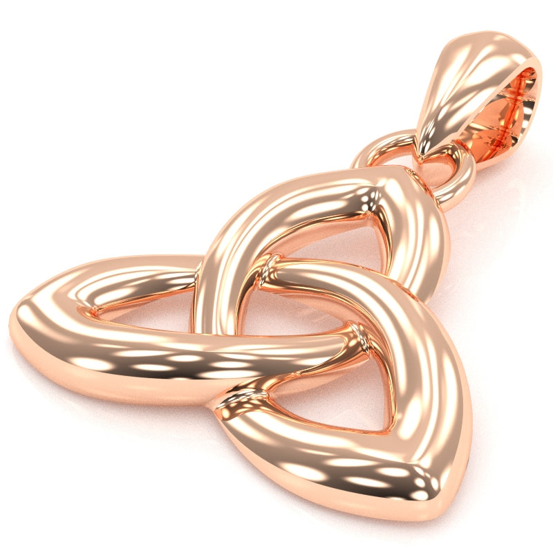 Celtic Trinity Knot Pendant In Solid 14k Rose Gold