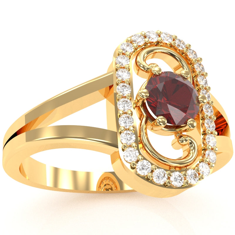 Split Band Lab-Created Ruby Diamond Cocktail Ring In 14k Yellow Gold