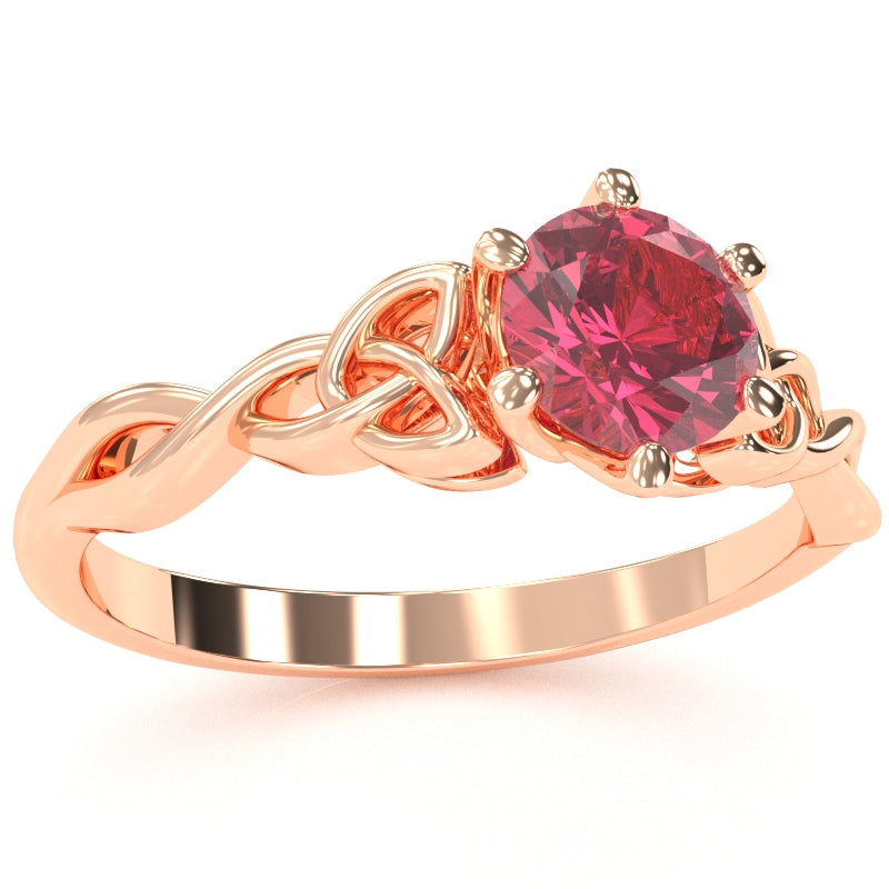 Celtic Trinity Knot Pink Tourmaline Engagement Ring In 14k Rose Gold