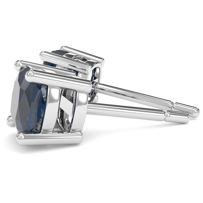 Lab-Created Sapphire 6mm Cushion Stud Earrings in 10k White Gold