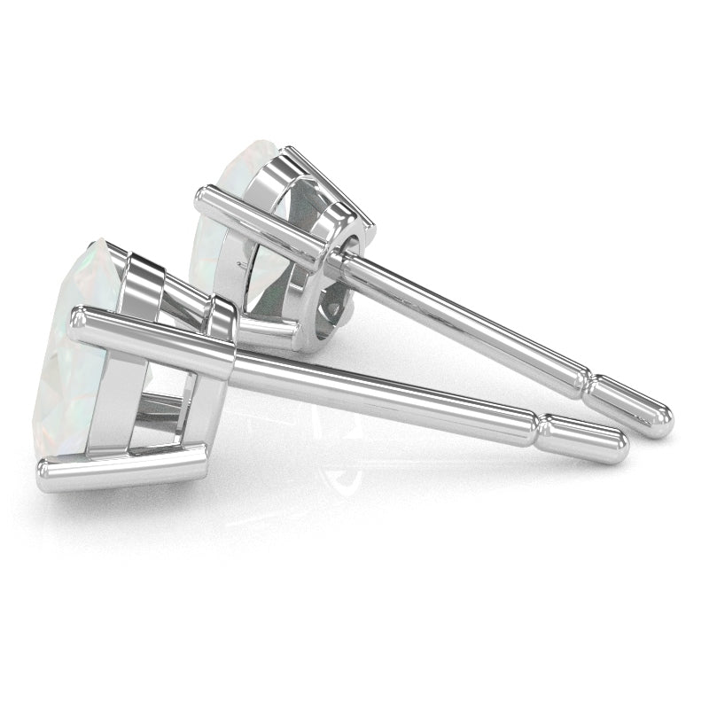 Opal 8x6mm Oval Stud Earrings in 10k White Gold
