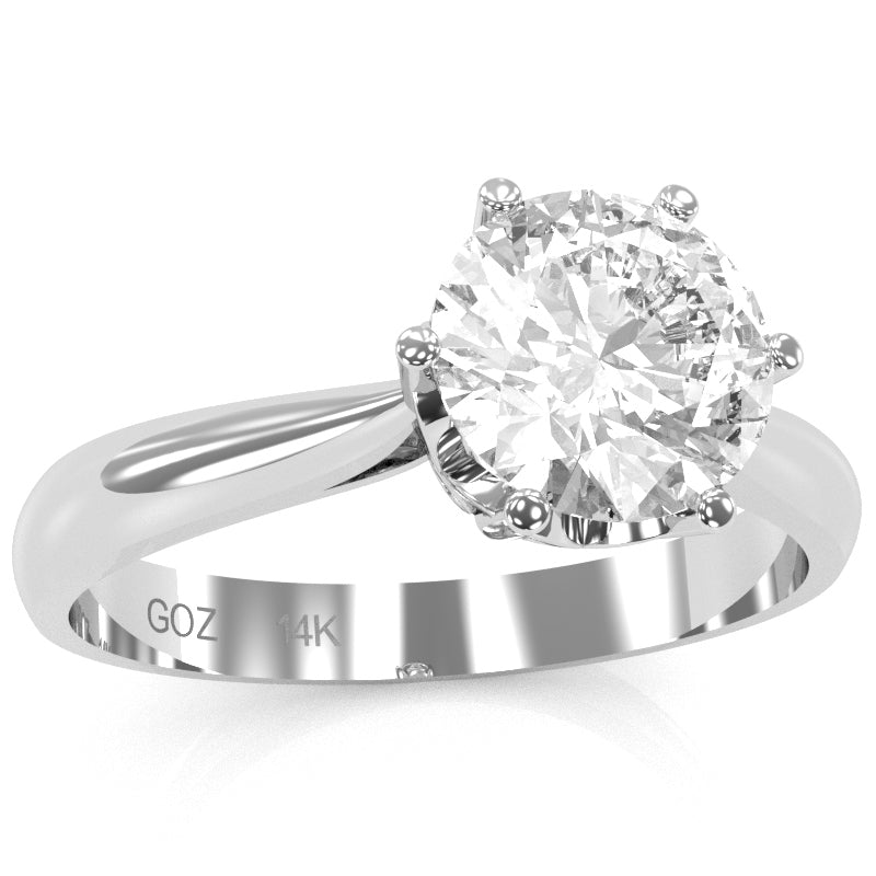 Crown Setting White Topaz Engagement Ring In 14k White Gold