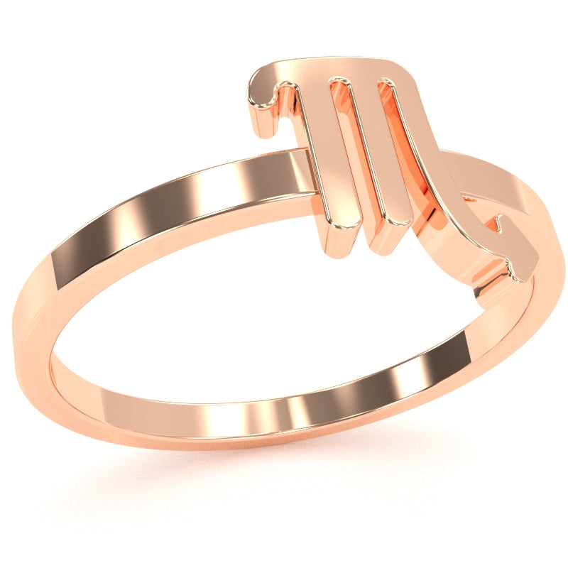 Scorpio Zodiac Sign Ring In Solid 14k Rose Gold