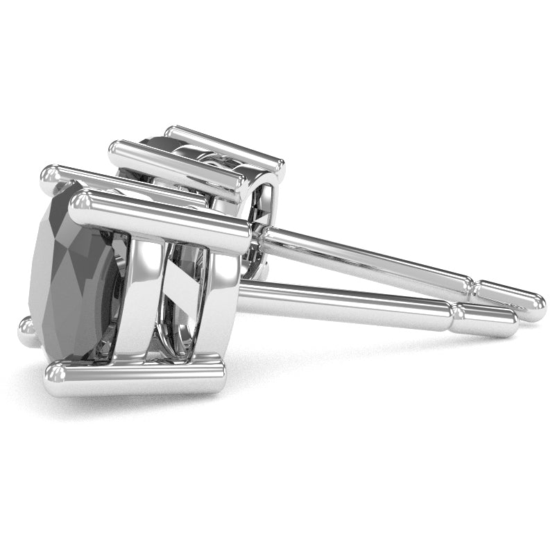 Black Onyx 5mm Cushion Stud Earrings in 10k White Gold