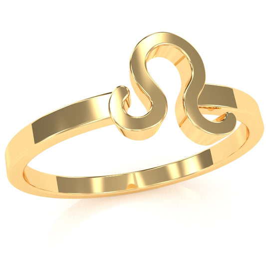Leo Zodiac Sign Ring In Solid 14k Yellow Gold