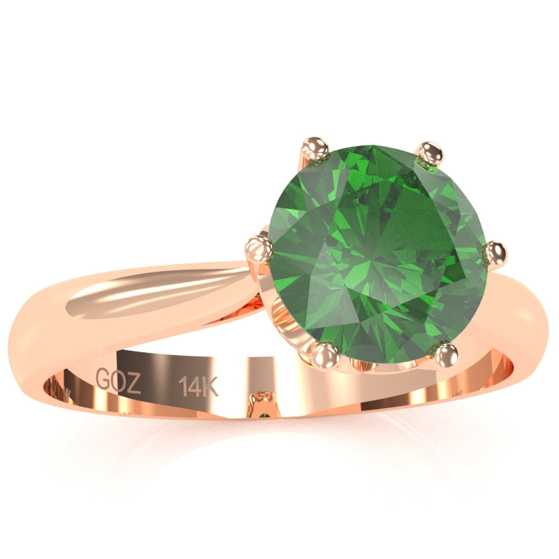 Crown Setting Lab-Created Emerald Engagement Ring In 14k Rose Gold