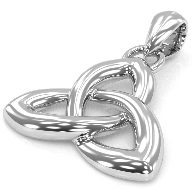 Celtic Trinity Knot Pendant In Solid 14k White Gold