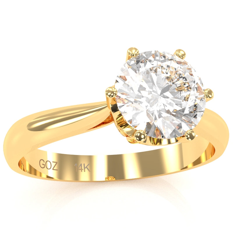Crown Setting White Topaz Engagement Ring In 14k Yellow Gold