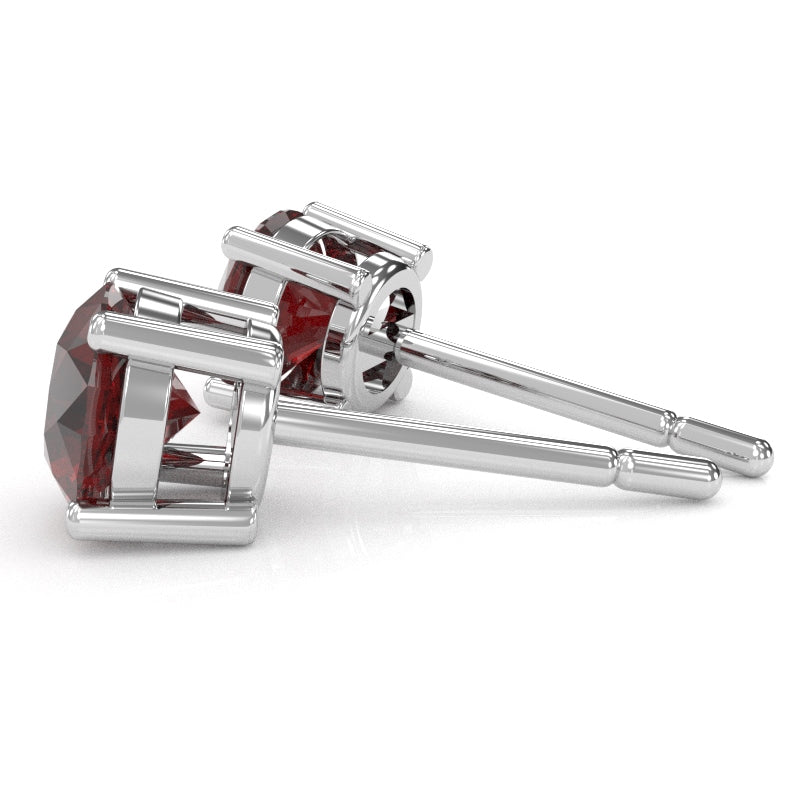 Lab-Created Ruby 5mm Round Stud Earrings in 10k White Gold