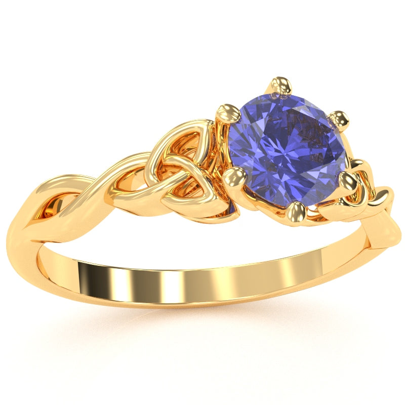 Celtic Trinity Knot Tanzanite Engagement Ring In 14k Yellow Gold