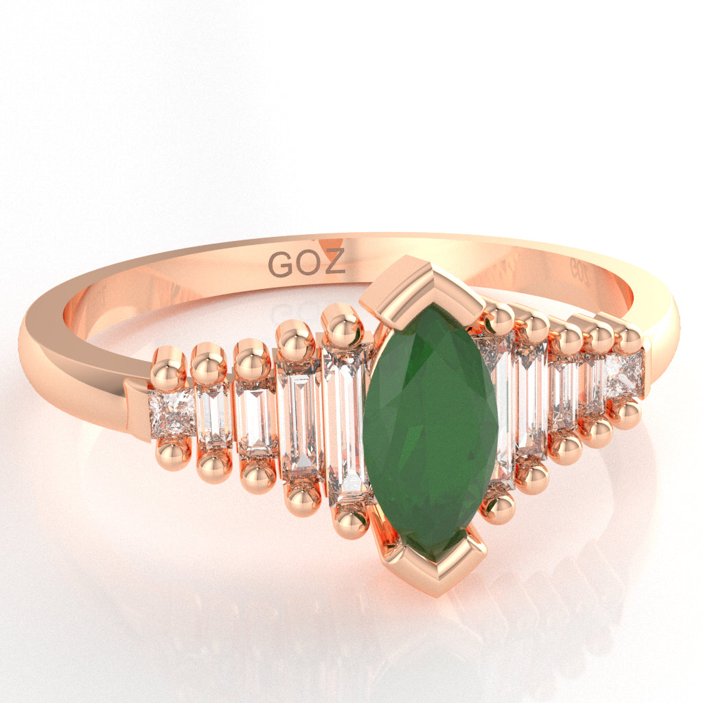 Emerald Lab-Grown Diamond Dainty Engagement Ring In 10k Rose Gold