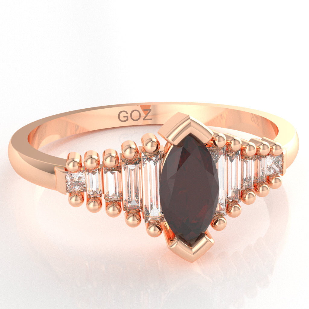 Garnet Lab-Grown Diamond Dainty Engagement Ring In 10k Rose Gold