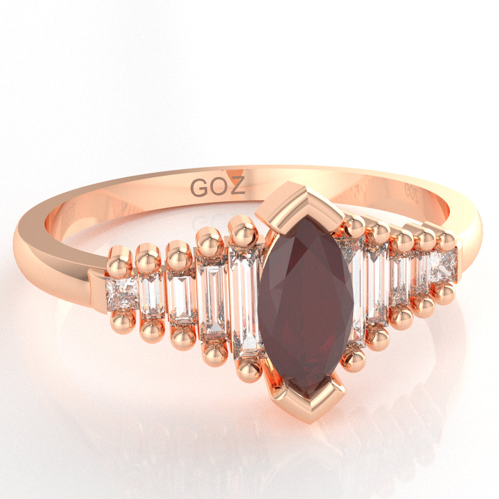 Ruby Lab-Grown Diamond Dainty Engagement Ring In 10k Rose Gold