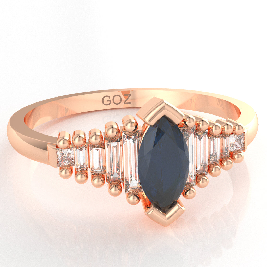 Lab-Created Sapphire Lab-Grown Diamond Dainty Engagement Ring In 14k Rose Gold