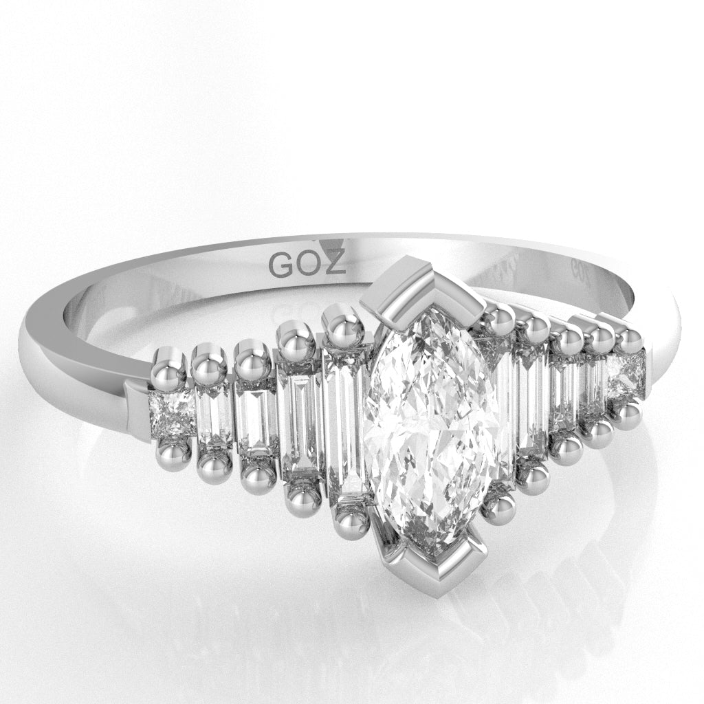 White Topaz Lab-Grown Diamond Dainty Engagement Ring In 10k White Gold