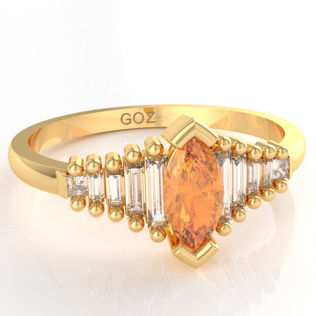 Citrine Lab-Grown Diamond Dainty Engagement Ring In 10k Yellow Gold