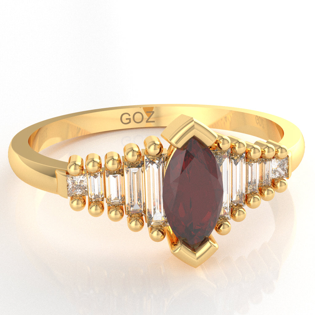 Lab-Created Ruby Lab-Grown Diamond Dainty Engagement Ring In 14k Yellow Gold