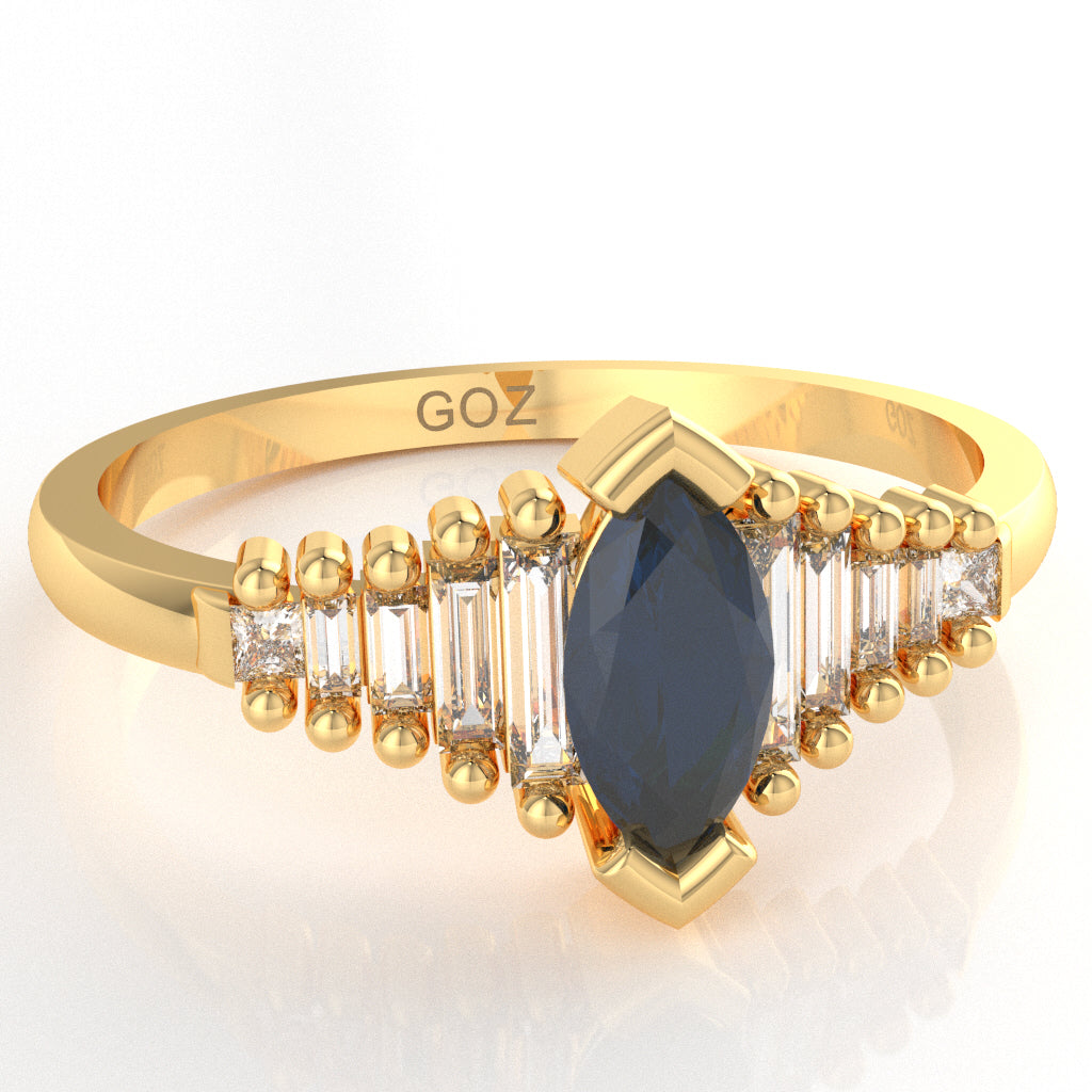 Lab-Created Sapphire Lab-Grown Diamond Dainty Engagement Ring In 10k Yellow Gold
