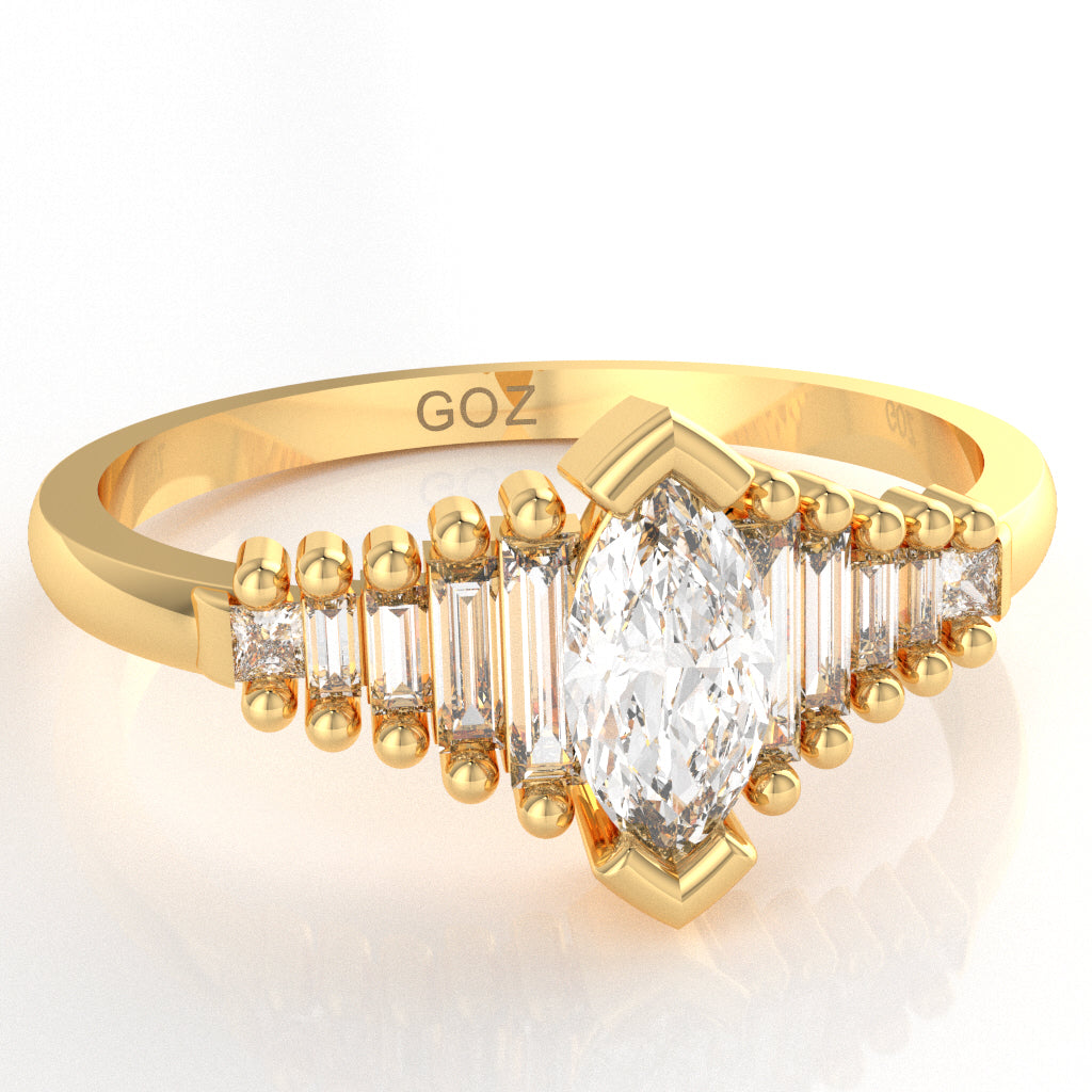 White Topaz Lab-Grown Diamond Dainty Engagement Ring In 10k Yellow Gold