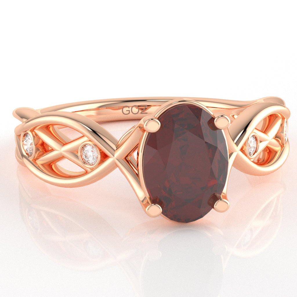Lab-Created Ruby Diamond Celtic Knot Curles Ring In 10k Rose Gold