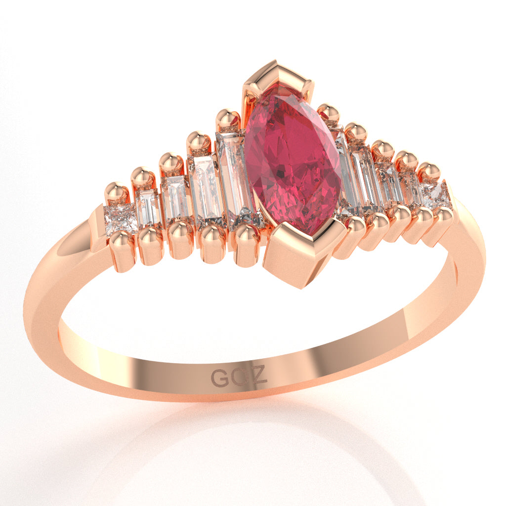 Pink Tourmaline Lab-Grown Diamond Dainty Engagement Ring In 10k Rose Gold