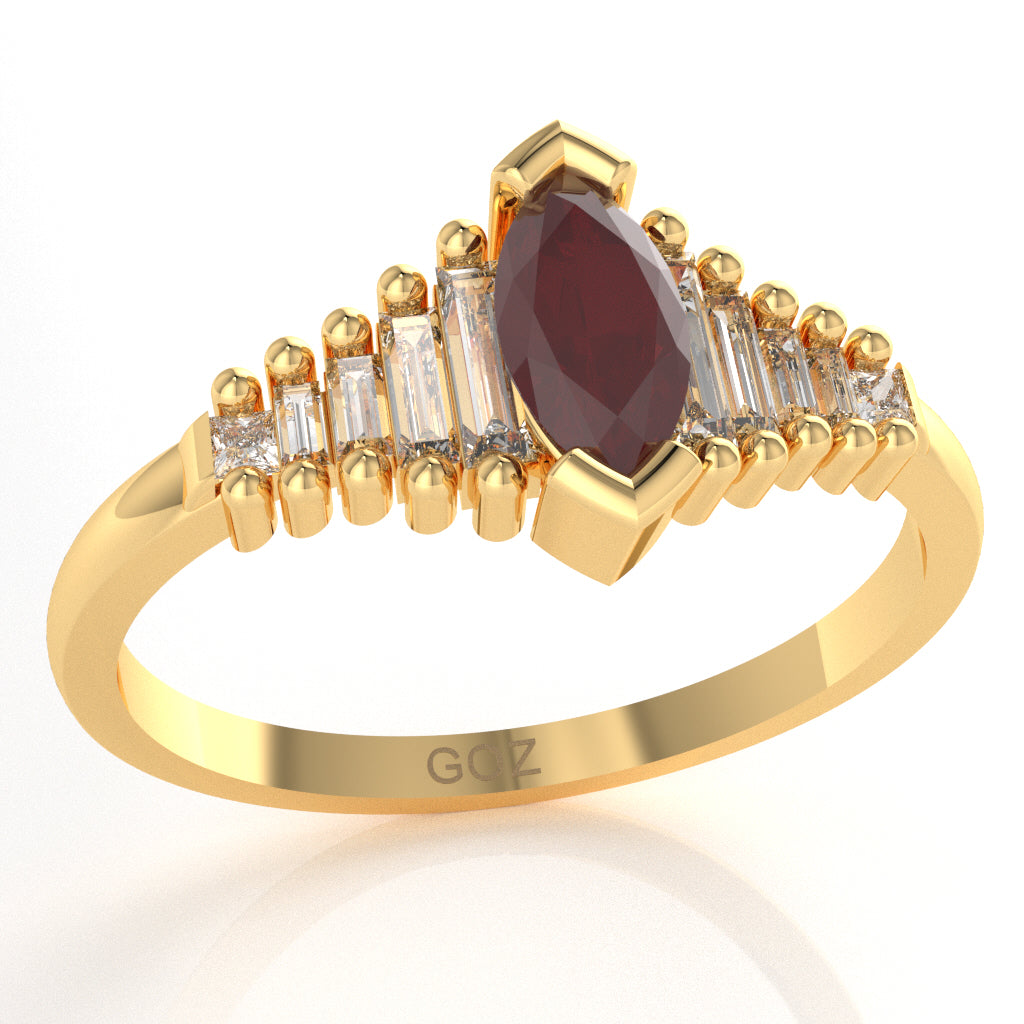 Ruby Lab-Grown Diamond Dainty Engagement Ring In 10k Yellow Gold