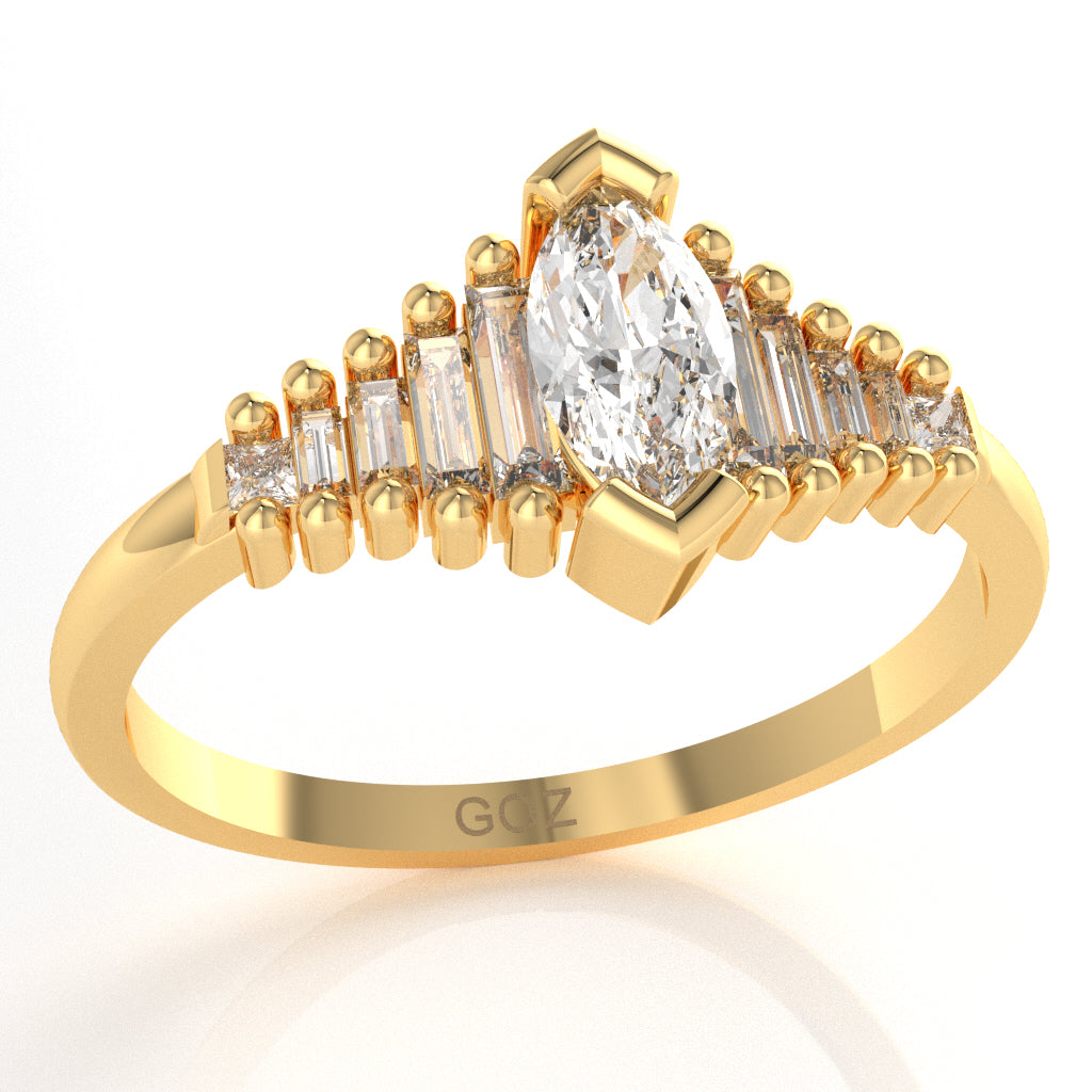 White Topaz Lab-Grown Diamond Dainty Engagement Ring In 10k Yellow Gold