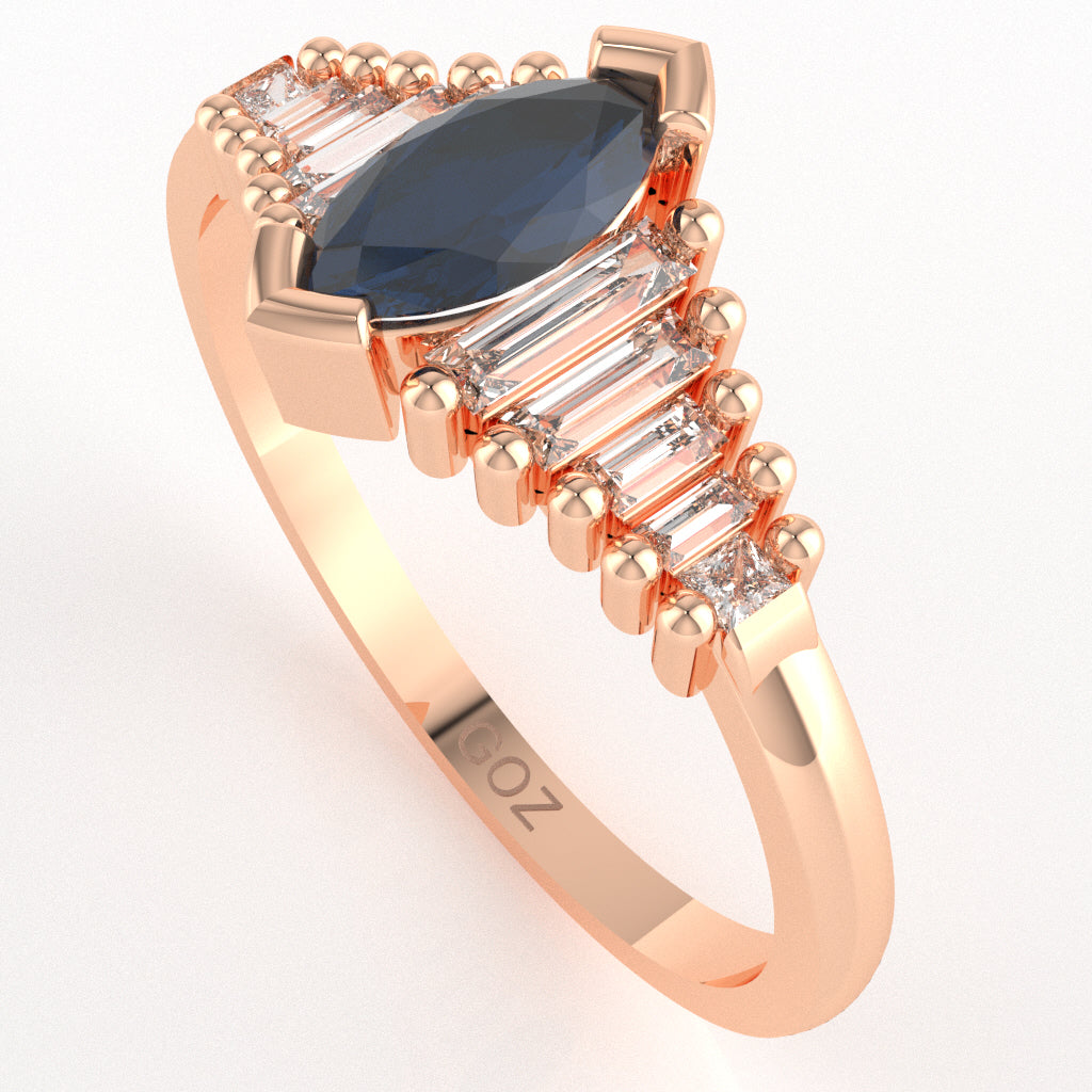 Lab-Created Sapphire Lab-Grown Diamond Dainty Engagement Ring In 10k Rose Gold