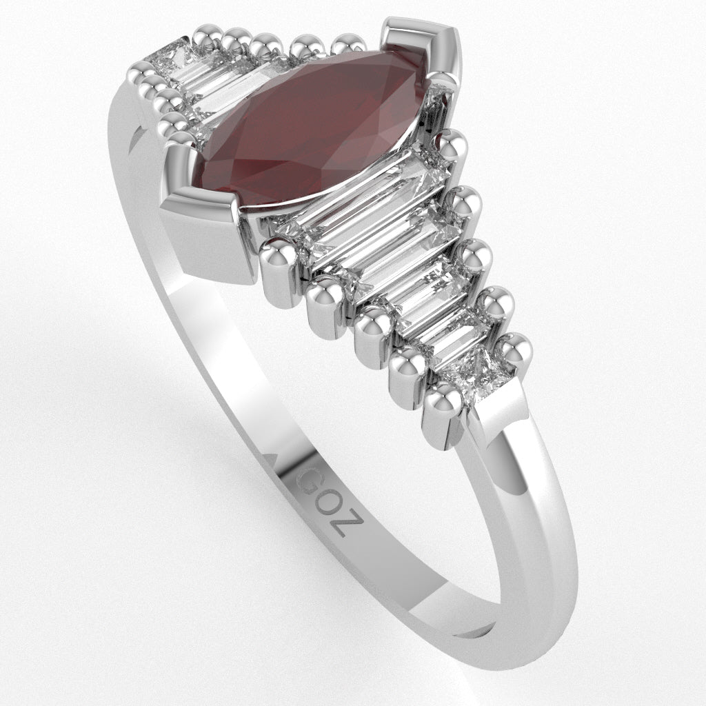 Ruby Lab-Grown Diamond Dainty Engagement Ring In 14k White Gold