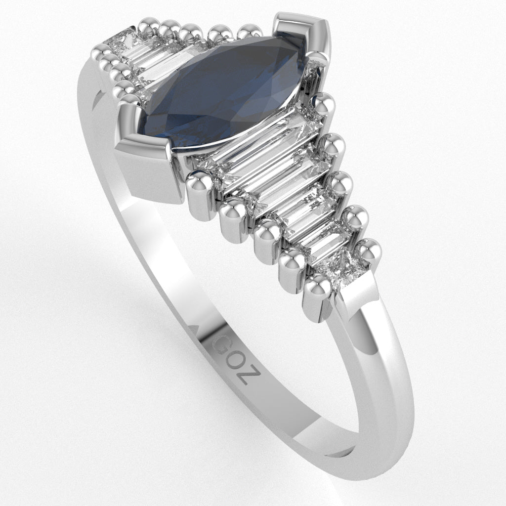 Sapphire Lab-Grown Diamond Dainty Engagement Ring In 10k White Gold