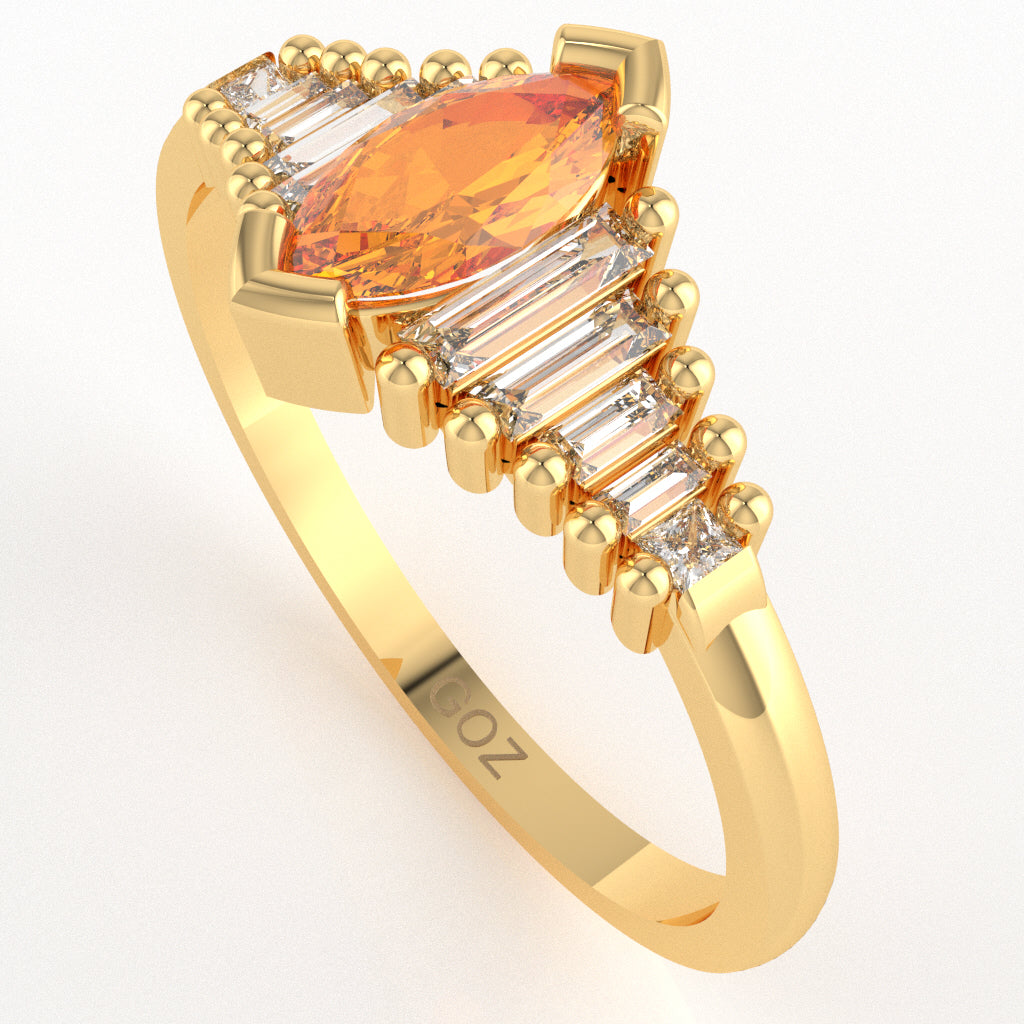Citrine Lab-Grown Diamond Dainty Engagement Ring In 14k Yellow Gold