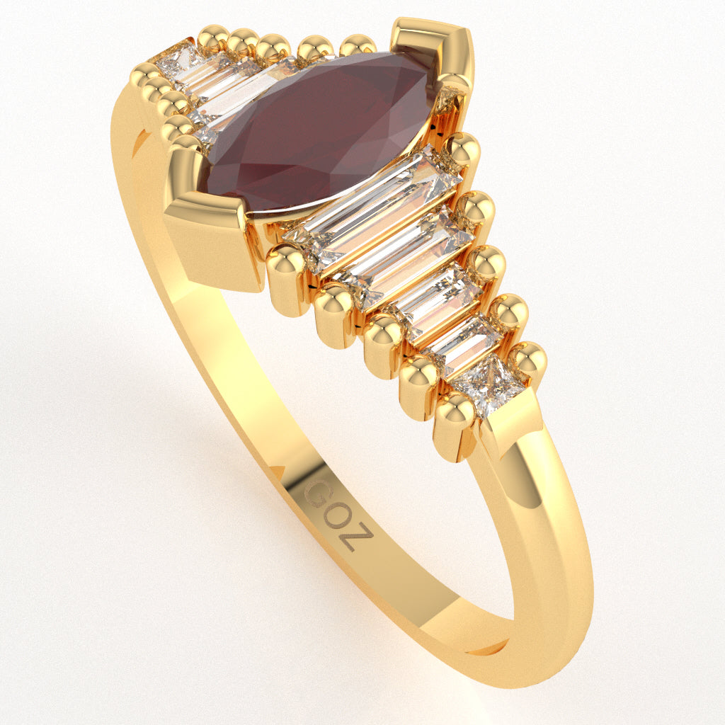 Ruby Lab-Grown Diamond Dainty Engagement Ring In 14k Yellow Gold